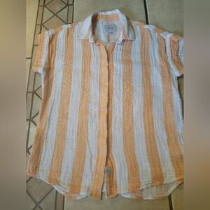 Orange and White Striped Short Sleeve Shirt Rails